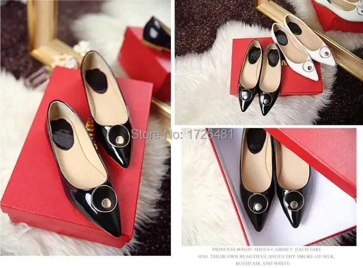 In the spring of 2015 new woman pointed heels flat wedges OL single shoes white low to help | Обувь