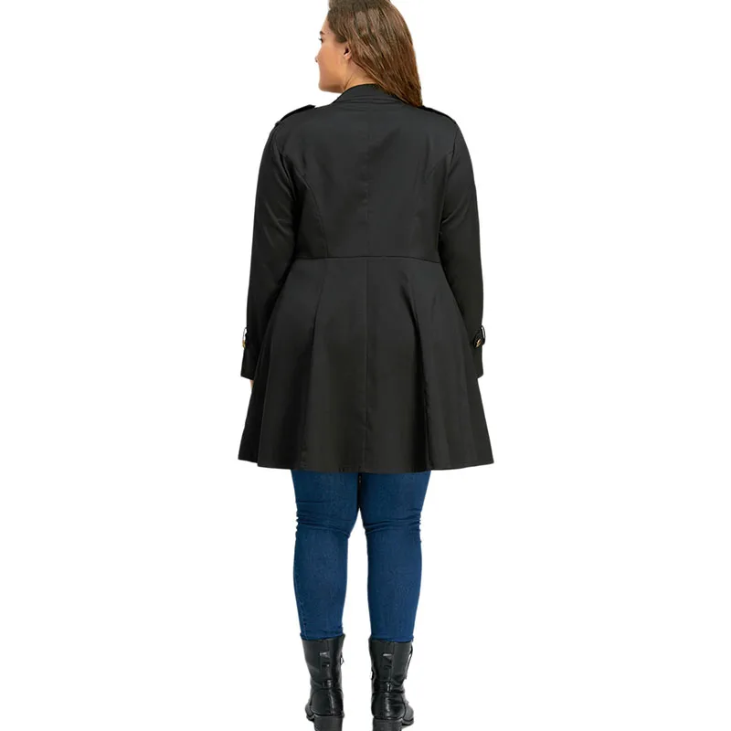 Plus Size 5XL Autumn Winter 2017 Double Breasted Flare Coat Women Oversized Zipper Trench Windbreaker Female Outerwear | Женская одежда