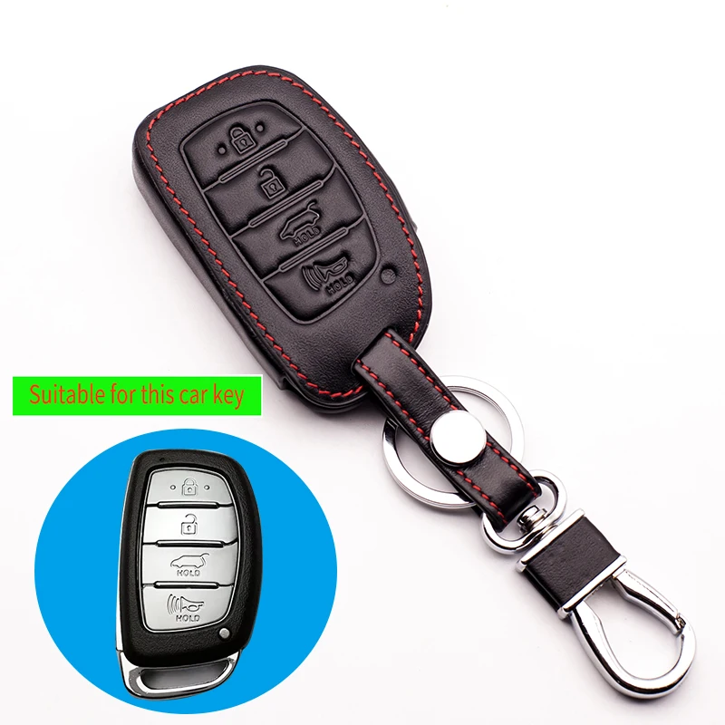 

Новинка 2017, чехол-брелок из натуральной кожи для Hyundai, 4 кнопки, пульт дистанционного управления, защитный чехол starline a93