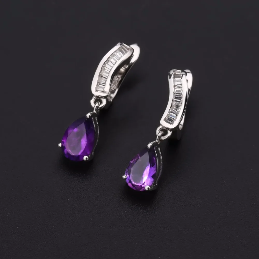 Женские классические серьги капли 2 6ct натуральный аметистовый драгоченный