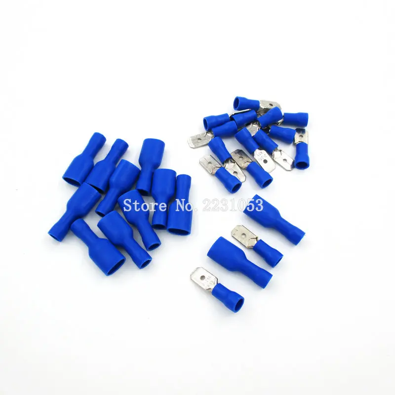 100 шт. 50 пар FDFD2-250* 50 MDD2-250* 50 16-14AWG синий изолированный Лопата обжимной провод Кабельный разъем терминал мужской/женский комплект