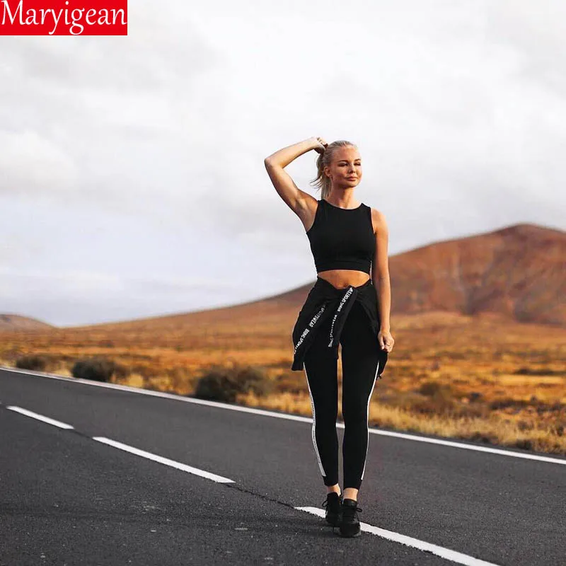 Женские облегающие джинсы Maryigean черные спортивные брюки в полоску с контрастной