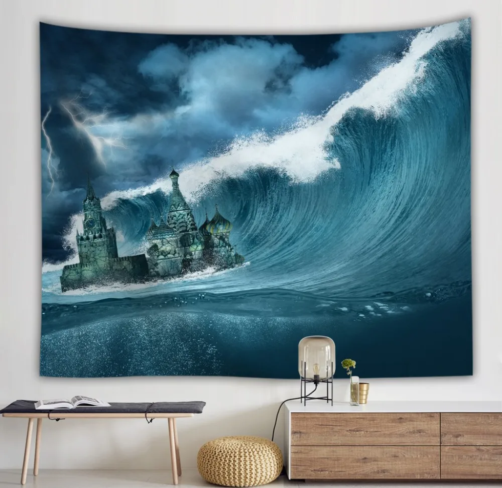 Настенный Гобелен storm castle в стиле бохо настенная комнатная палатка Морская волна