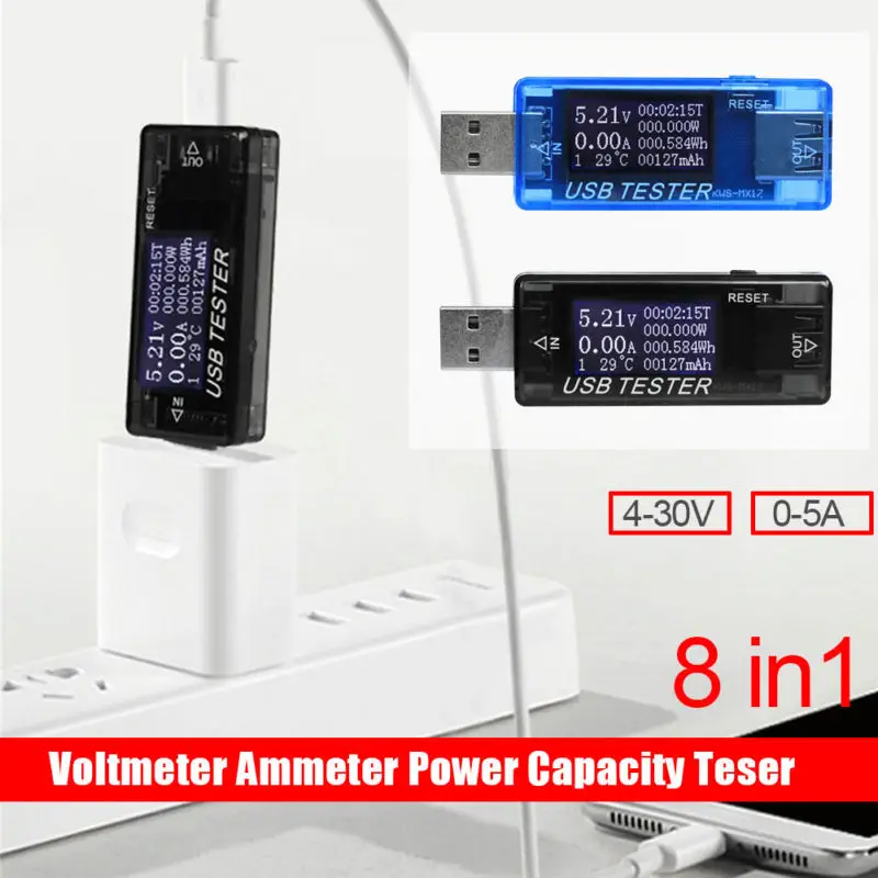 Цифровой USB тестер для аккумуляторов измеритель емкости и напряжения тока со