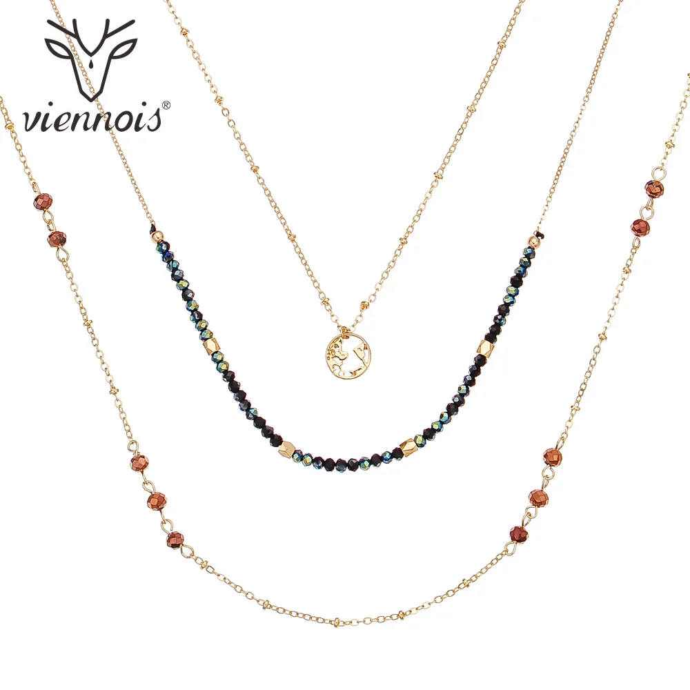 Новинка от Viennois покрытые золотом длинное ожерелье для женщин Имитация Кристалл