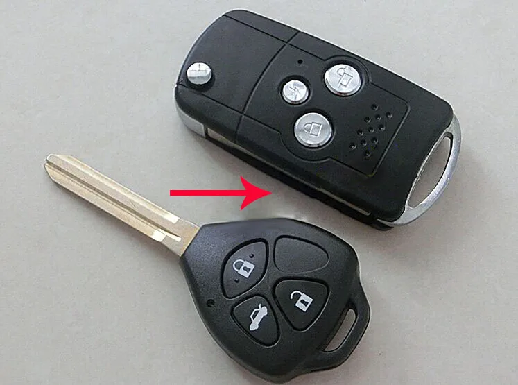 

3 Buttons Replacement Modified Flip Folding Remote Key Shell Blank Cover For Toyota Camry Reiz Crown RAV4 Corolla Fob Key Case
