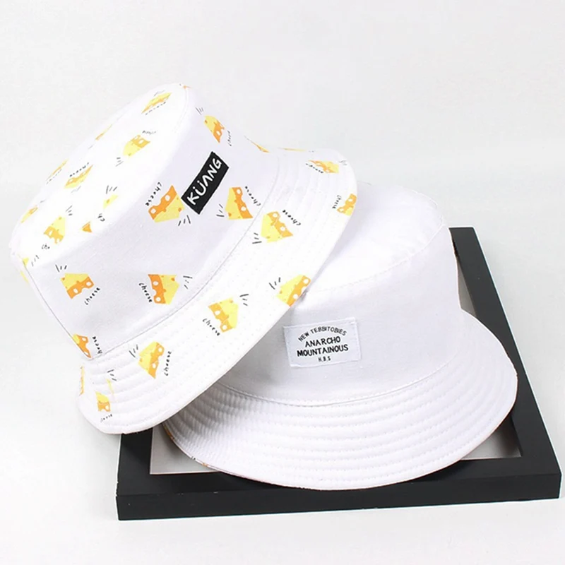 Fashion Panama Bucket Hat Men Women Double Sided Summer Bucket Cap Banana Print Yellow Hat Bob Hat Hip Hop Gorros Fisherman Hat