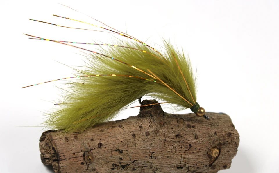 Bimoo 6 шт 6# оливковая медная Beadhead Zonker рыболовные стримеры