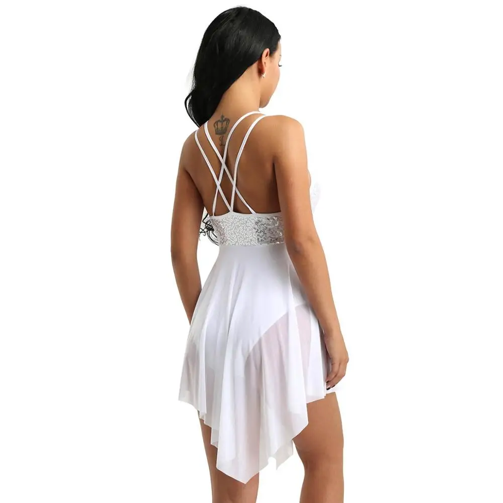 Женское балетное трико для взрослых женщин балерина с блестками ассиметричное