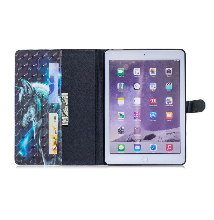 СПС Coque iPad воздуха 2 Чехол милый Кот Волк кожаный чехол-книжка для телефона с кошельком и Чехлы для iPad Air 2 A1566 A1567 iPad 6 чехол Etui Capinha