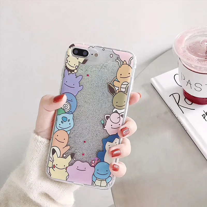Японские Мультяшные милые телефонные чехлы для iPhone XS MAX XR 6 6s 7 8 Plus для iPhone 11 ProMax Quicksand блестящая мягкая задняя крышка Funda - Цвет: 1