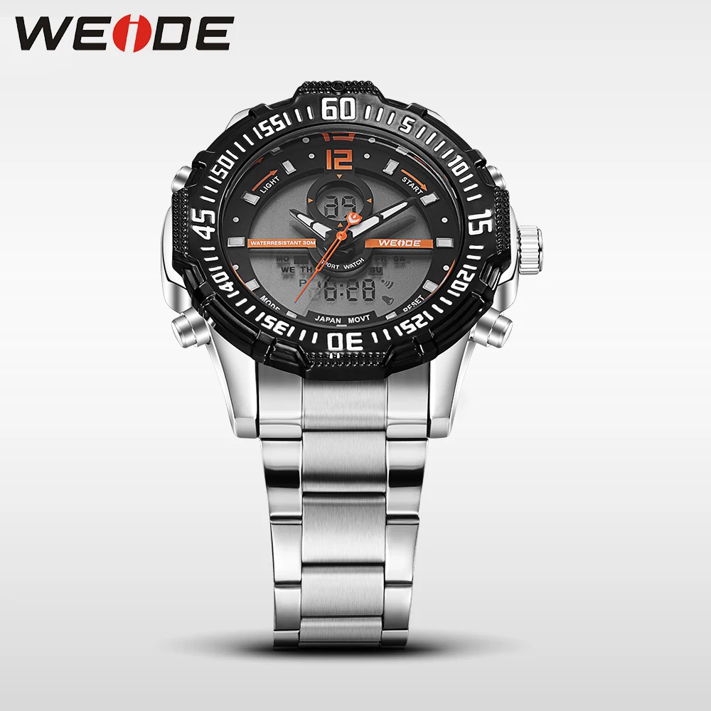 Weide люксовый бренд Кварцевые Спортивные Цифровые мужские часы из нержавеющей