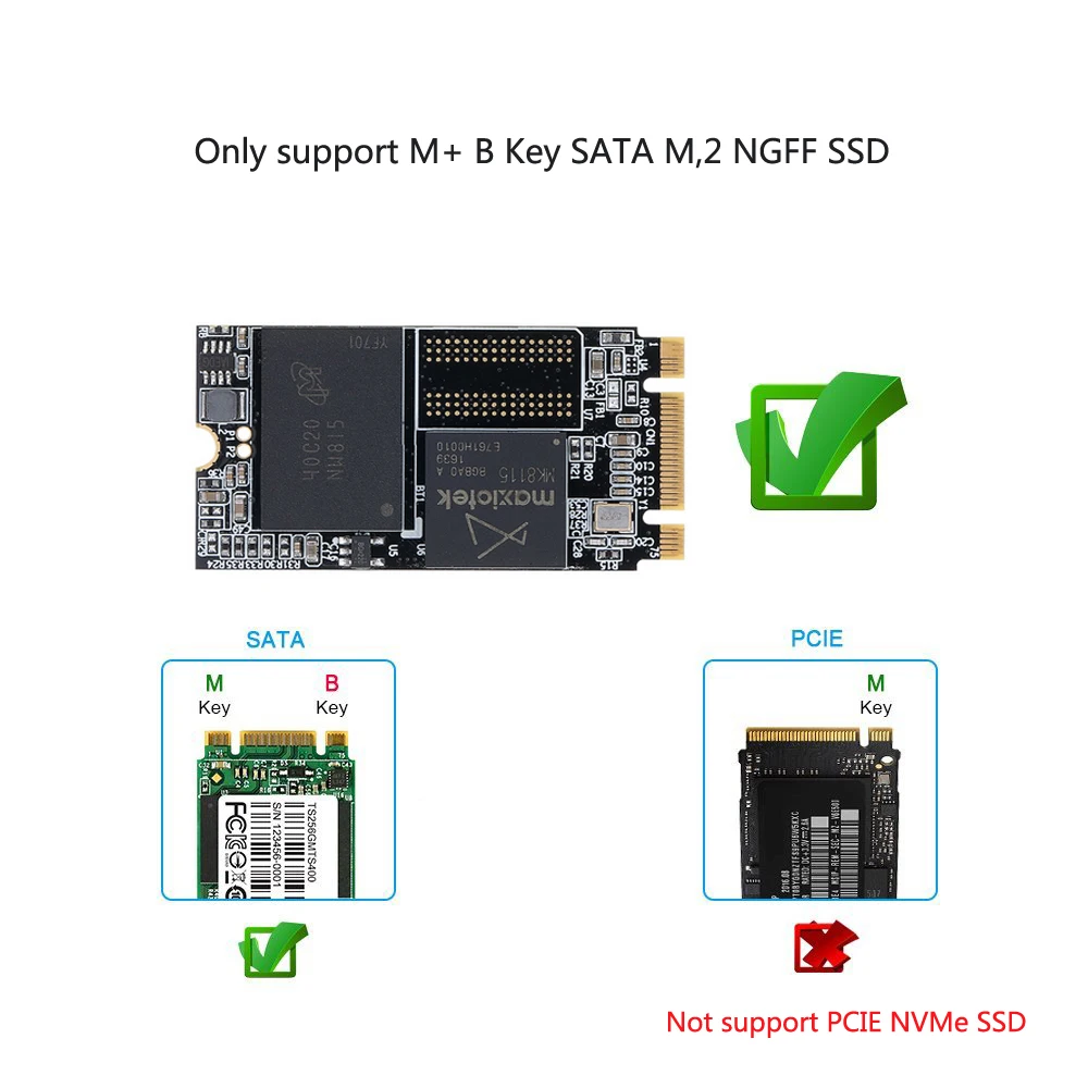 Корпус M.2 NGFF SSD 2," SATA адаптер карты с металлической Толщина чехол для B Ключ M.2 NGFF SATA SSD 2242/2260/2280 мм