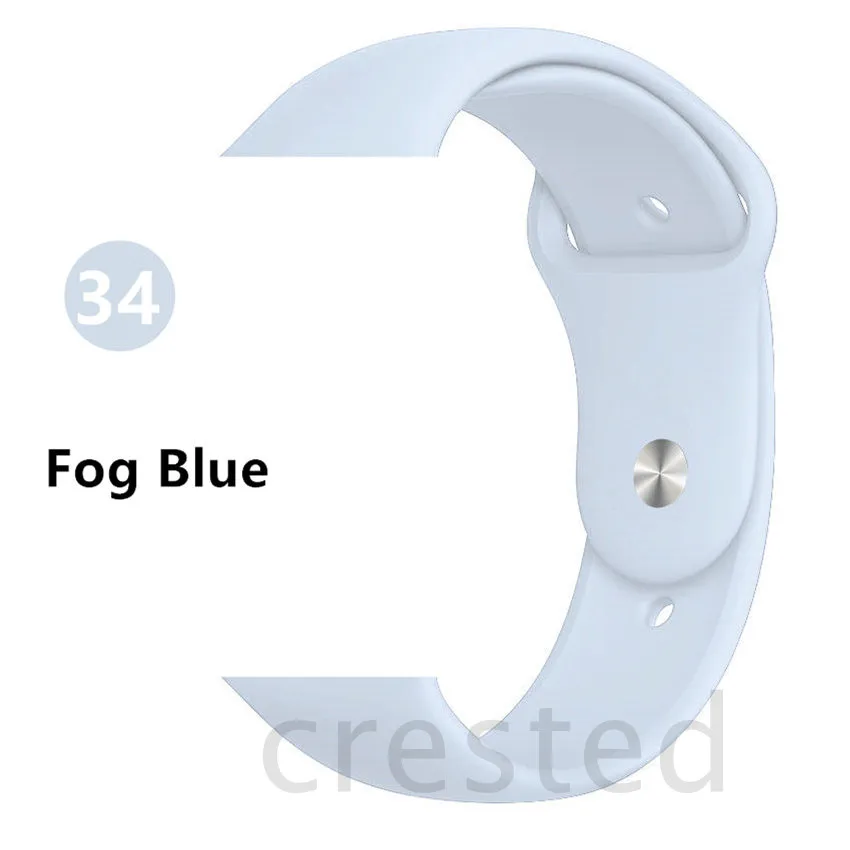 Fog Blue Силиконовый ремешок для apple watch 4 5 44 мм/40 мм спортивный ремешки для apple watch 3 42 мм/38 мм резиновый ремень браслет ремешок для часов apple watch Band Мягкий красочный ремешок iwatch series 4 3 2 1 - Цвет ремешка: Fog Blue