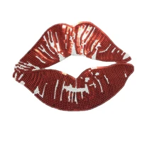 1pcs new lips sequined patch big motif beading applique mouth sew iron on patches for clothing sparkling sequined stickers