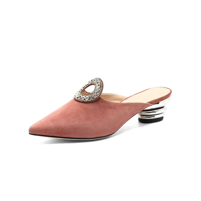 Женские замшевые сандалии FEDONAS черные туфли на высоком каблуке с острым носком со