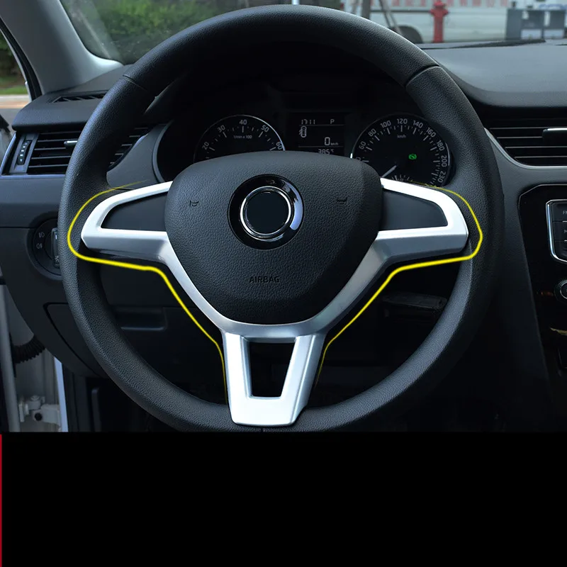 ABS серебро/углеродное волокно руль украшенный рамка молдинги Крышка для Skoda Octavia