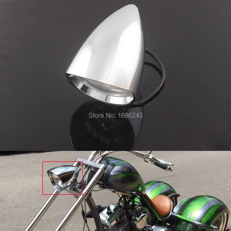 МОТОЦИКЛ хром Алюминиевый козырек пуля фара лампа 4," подходит для Harley Sportster Dyna Softail Bobber Chopper на заказ 10 мм