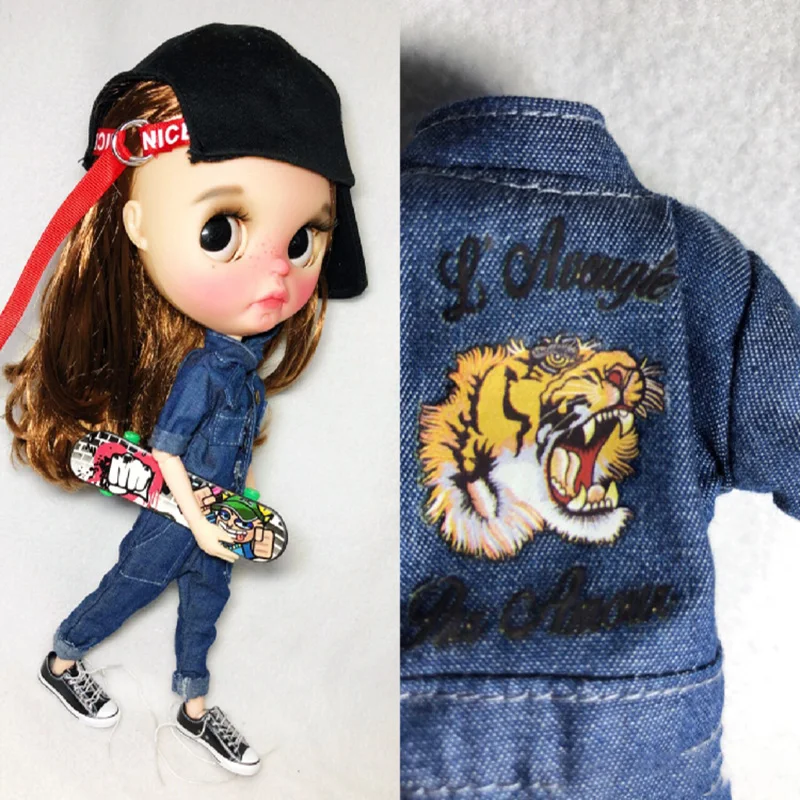 1 шт. Модный комбинезон Blyth тигровый одежда джинсовый брючный с сиамским принтом