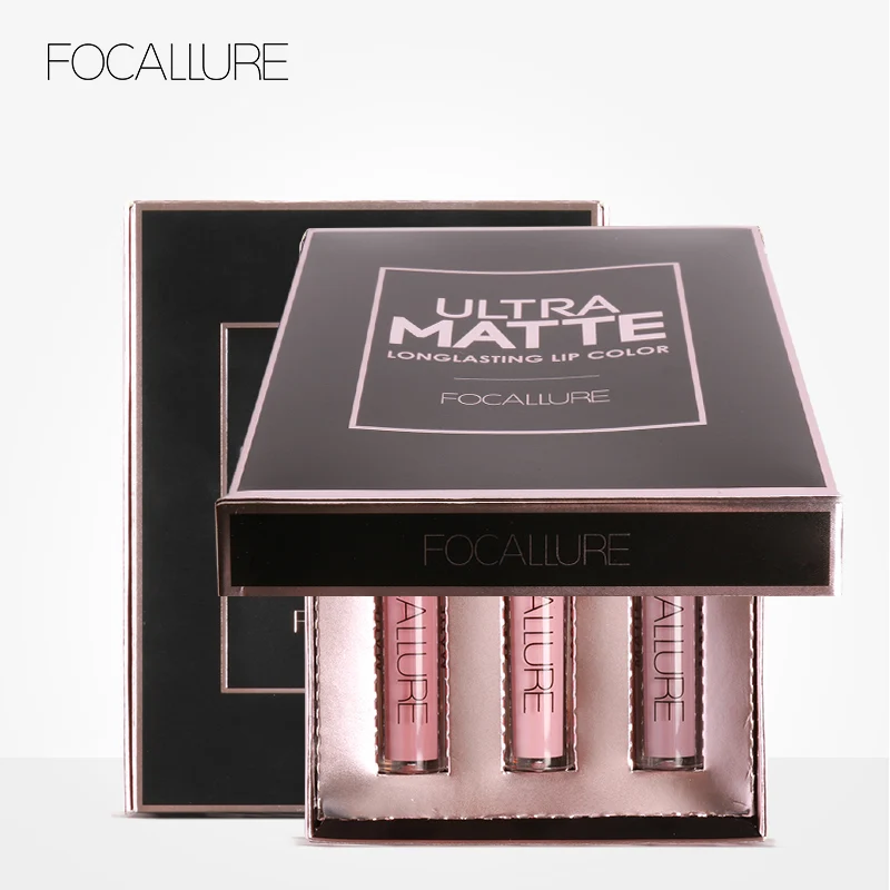 FOCALURE 3 шт Стойкий цвет губ макияж водонепроницаемый оттеночный блеск для красный