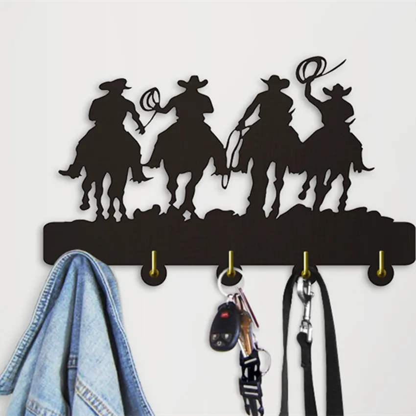 1Piece West Cowboy Coat Hooks Hanger Sunset Riders Decorative wood Wall Hook Household Decor Modern Clothing Rack | Дом и сад