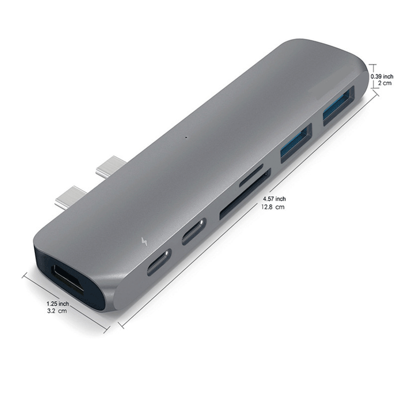 7в1 USB-C концентратор двойной тип-c многопортовый кардридер адаптер 4 K HDMI для MacBook Pro