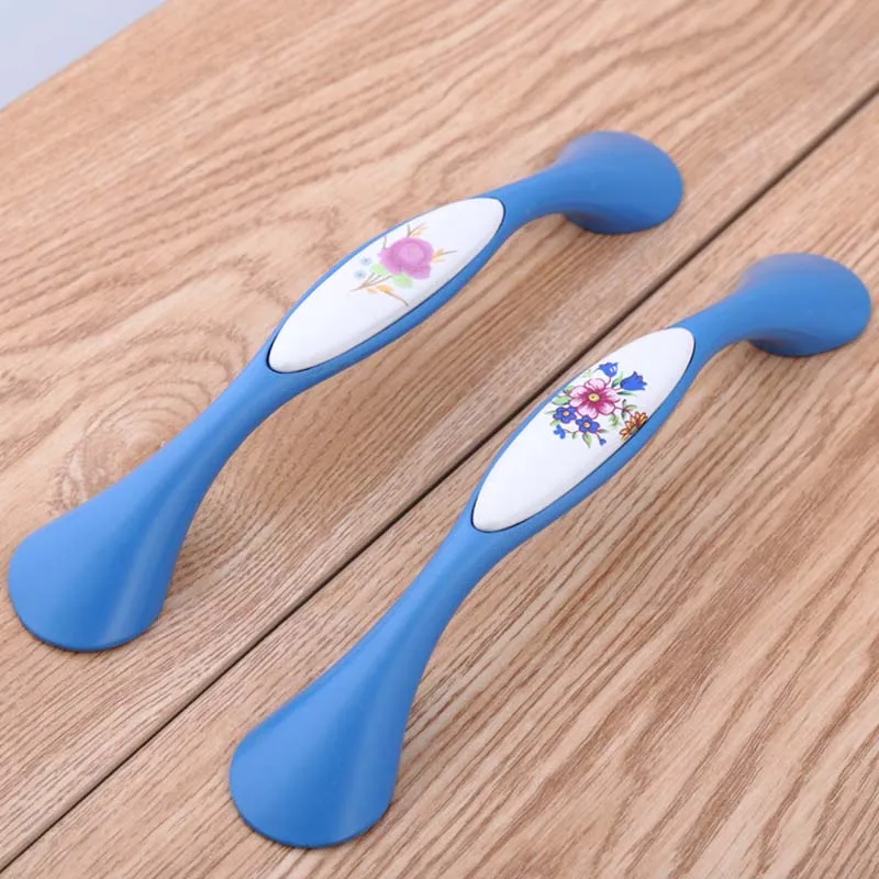 128 мода сельская керамика дверная ручка для комода белый и синий фарфор кухонный