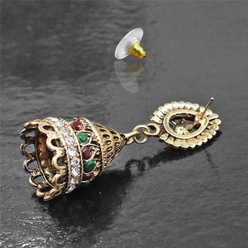 Красивые винтажные серебряные болливудские ювелирные изделия Meenakari Jhumki Jhumka