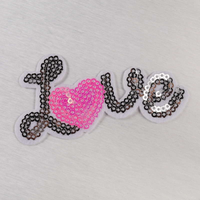 1 шт. вышитые железные нашивки одежда с блестками аппликация фирменные надписью