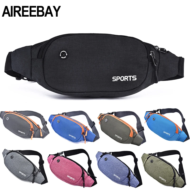 

AIREEBAY Nylon Waist Pack Men Fashion Multifunction Fanny Pack Bum Bags Hip Money Belt Travel For Mobile Phone Bag Unisex