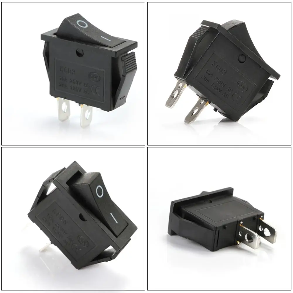 

50/100/200Pcs Rocker Switch 15A 250V 2Pin Reset Switch Momentary push button switch KCD3 Power Switch