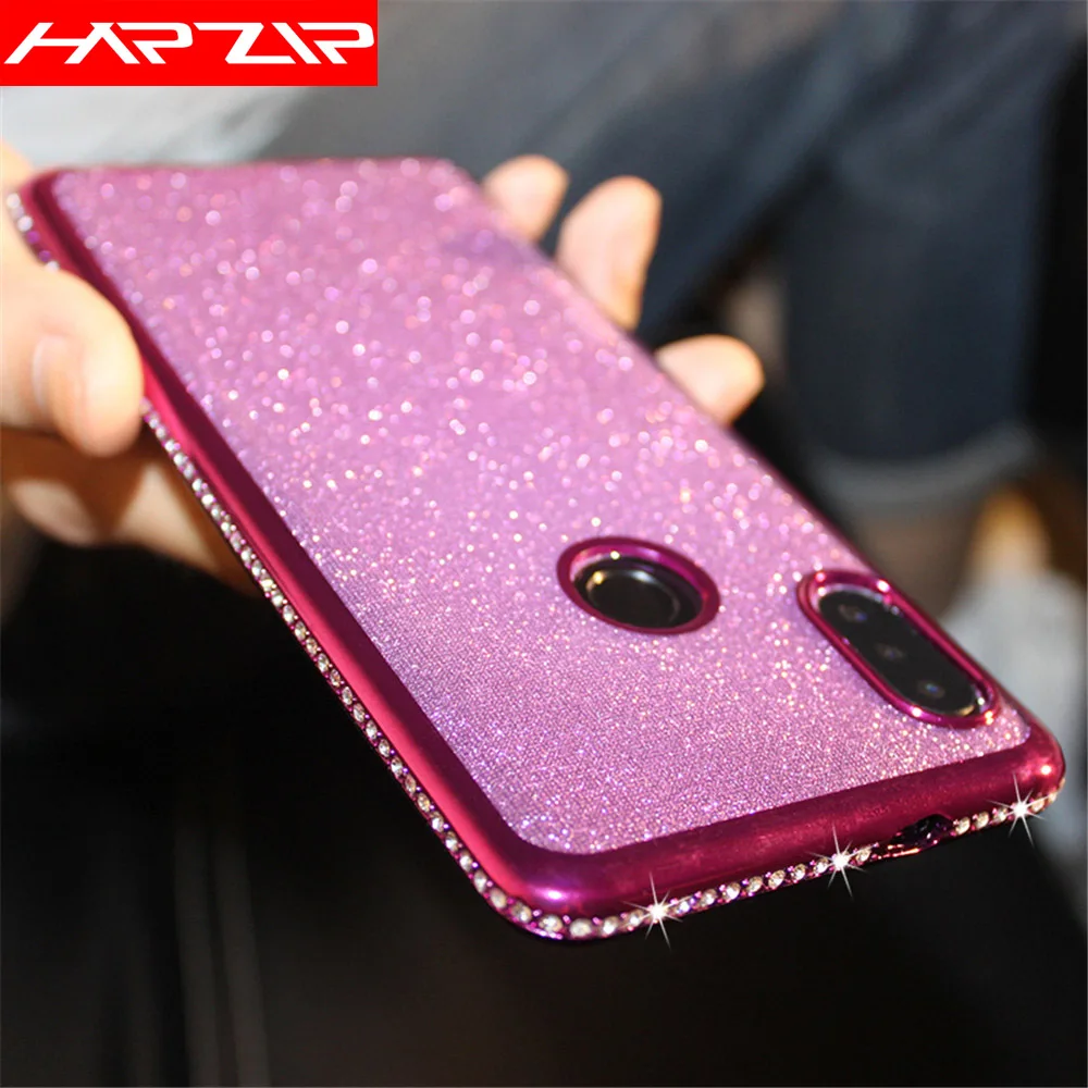 Модный Блестящий Мягкий чехол из ТПУ со стразами для Xiaomi Redmi 6 Pro 6A 7 7A K20 Note Mi 8 9 SE