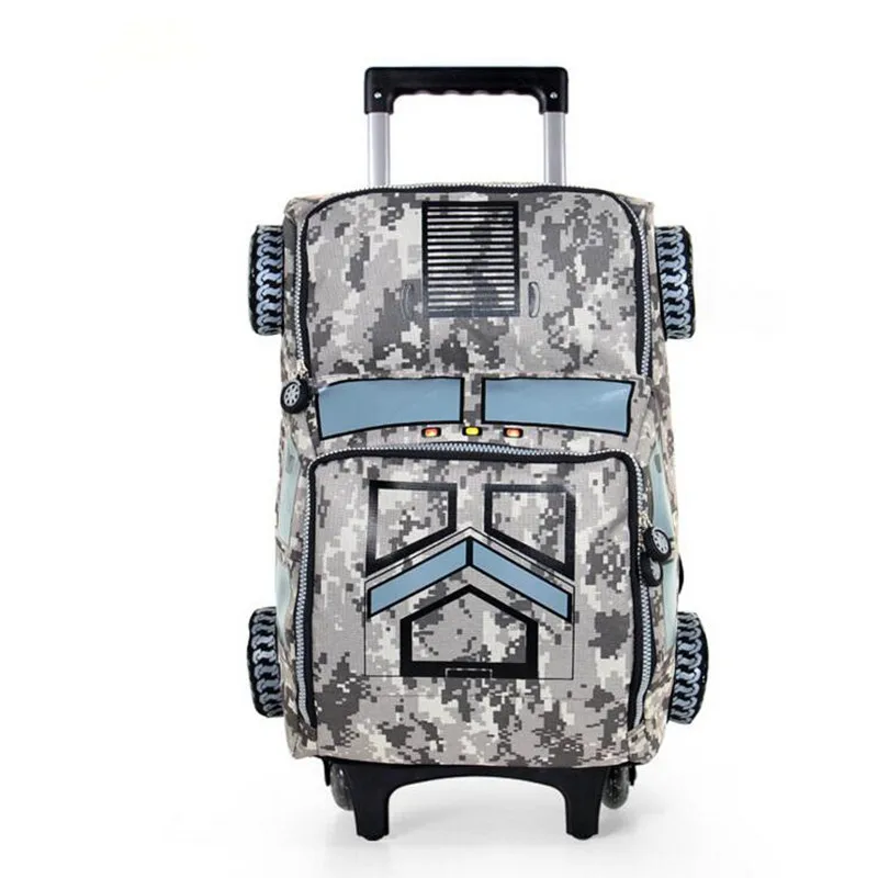 2 Колеса Мальчик Мешок Школы Моды Характер Рюкзак Сумка Тележка Дети камуфляж