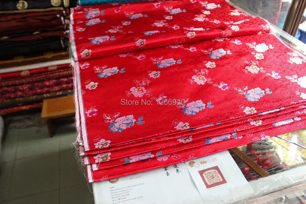 Китайская шелковая парча ткань cheongsam Подушка красная задняя Серебряная пион