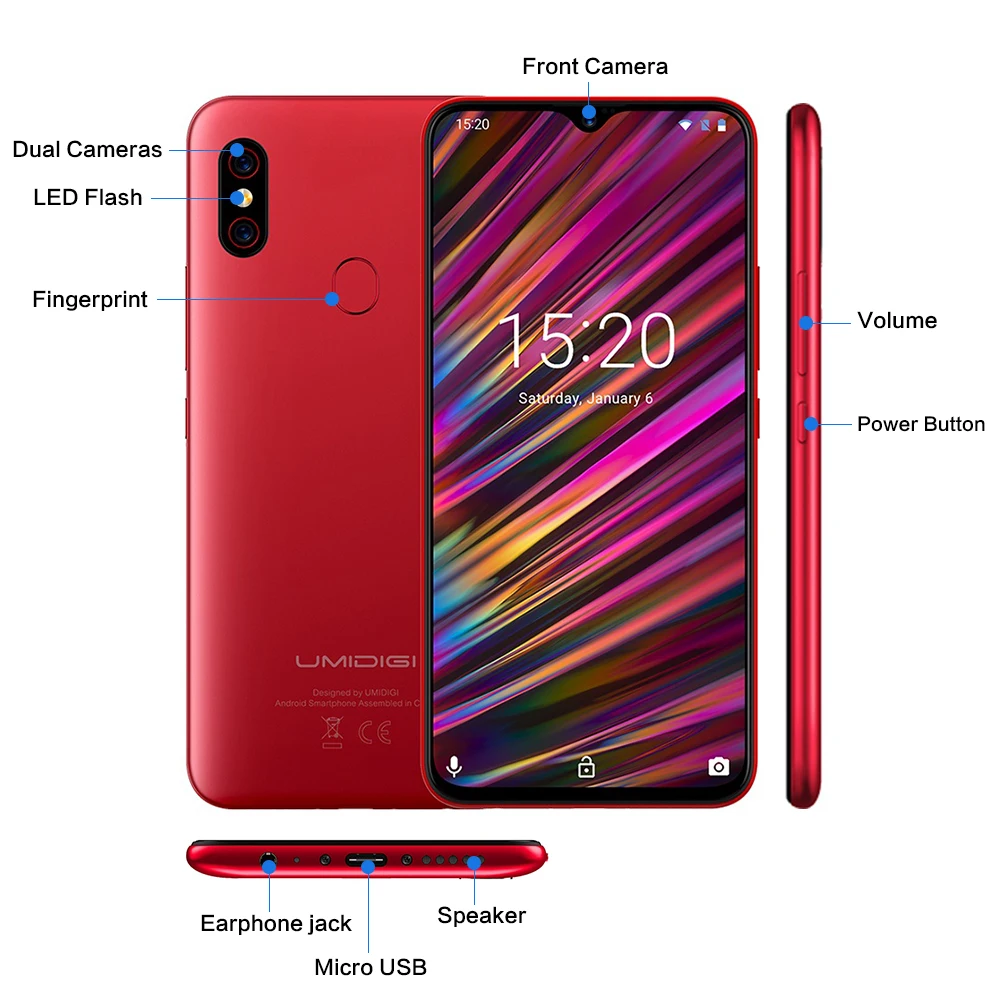 UMIDIGI F1 Play 4G смартфон 6 3 дюймов Android 9 0 Helio P60 Восьмиядерный 2 ГГц Mali G72 MP3 Гб ram 64 ГБ rom