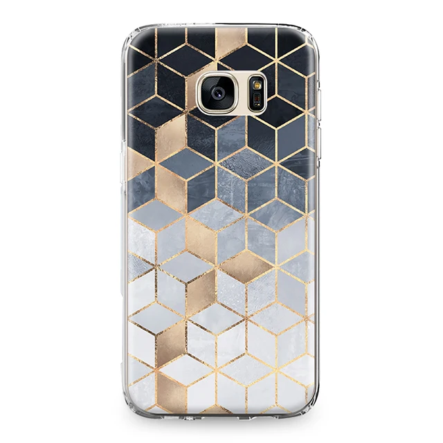 7511 Золотой боковая неправильный многоугольник чехол под мрамор для samsung Galaxy S4 S5 S6 S7 край S8 S9 S10 плюс S10e Note 4 5 8 9 ТПУ чехол для телефона - Цвет: 7511