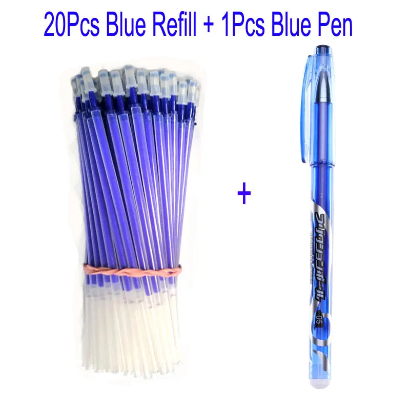 20blue ink 1pen Delvtch 20 шт./компл. гелевая ручка стержень со стираемыми чернилами стержень, стираемая ручка с заправляемым стержнем 0,5 мм чернила, офисные школьные канцелярские принадлежности инструмент подарок - Цвет: 20blue ink 1pen