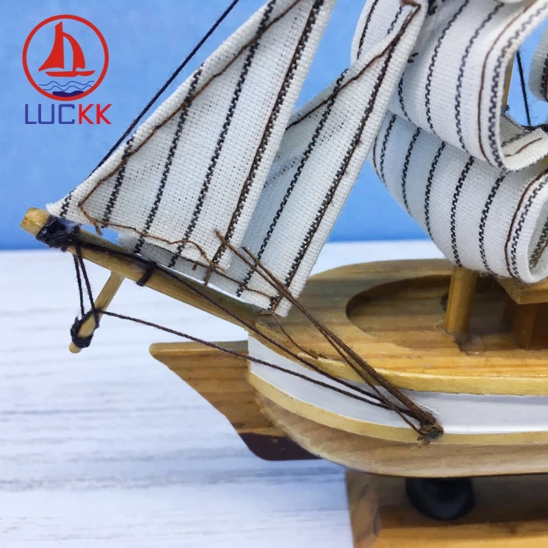 LUCKK 16CM Scandinavian Wooden Model Ships Nordic Crafts Home Interior Decoration Nautical Handmade Sailboat Birthday Gift Kids | Дом и сад