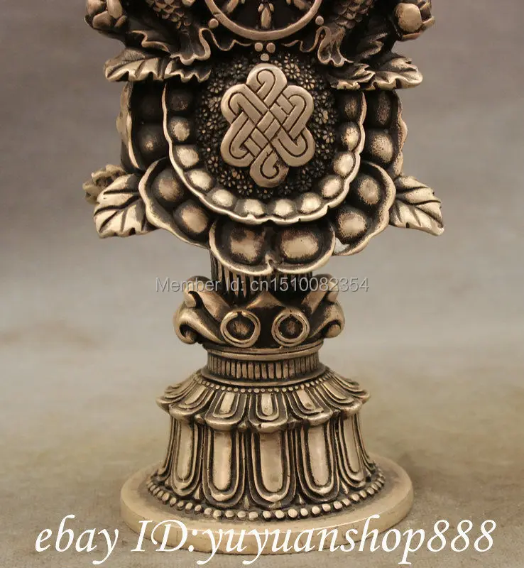 10 &quotтибетское серебро буддизм Vajra благоприятный символ JiXiang Статуэтка рыбы
