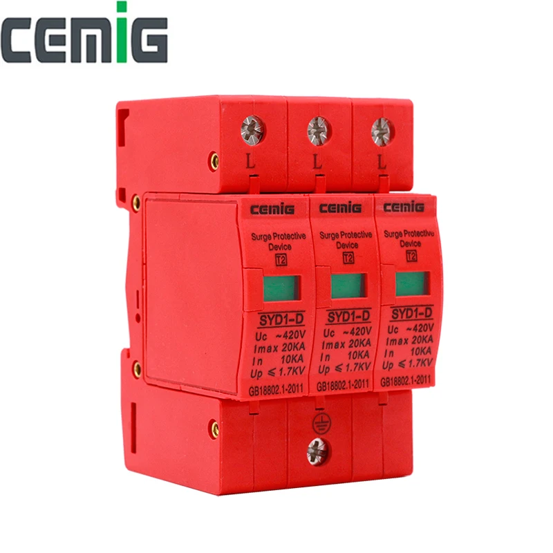 Cemig SYD1-D устройство защиты от перенапряжений SPD 3P AC420V 20kA низковольтный разрядник устройство молниезащиты