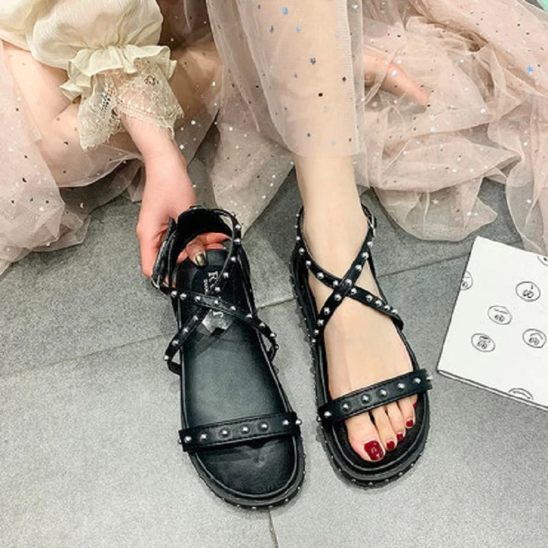 Женские сандалии 2019 г. новые дикие Студенческие на платформе женская летняя