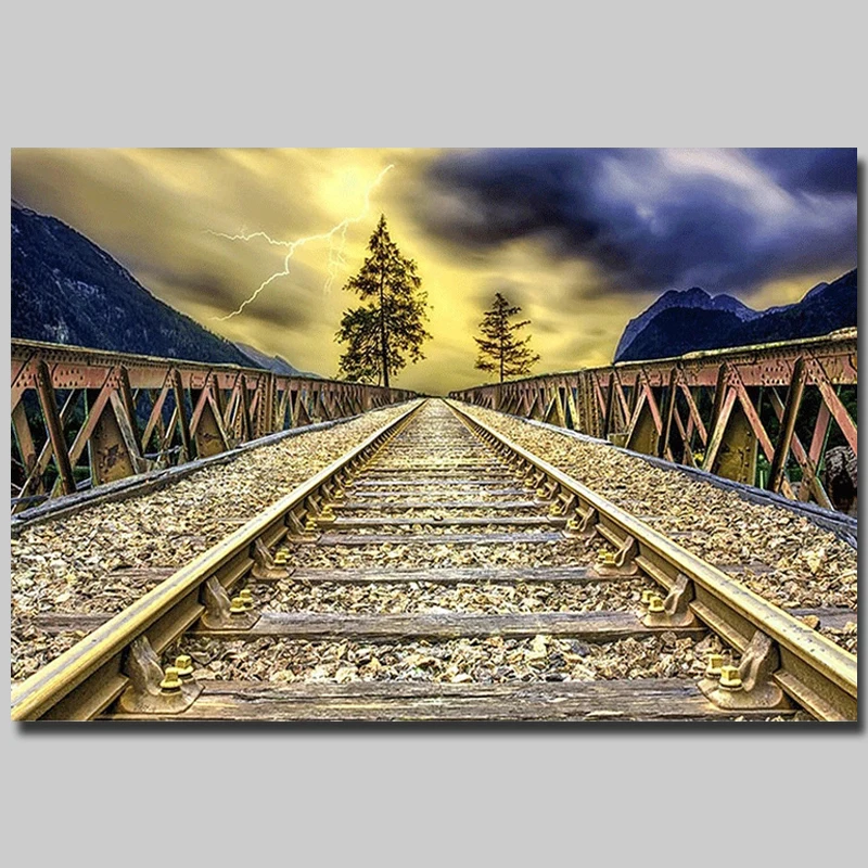 daimond painting decor home diamond scenery Railway track series full square/round embroidery | Дом и сад