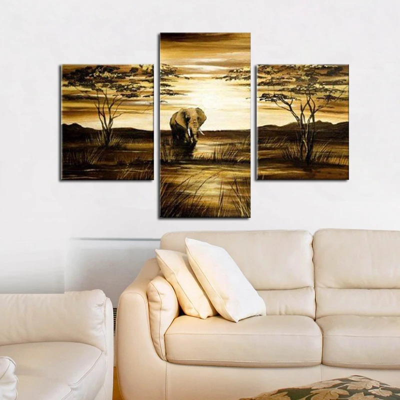 Новая современная ручная роспись маслом на холсте Африканский ландшафт Саванна