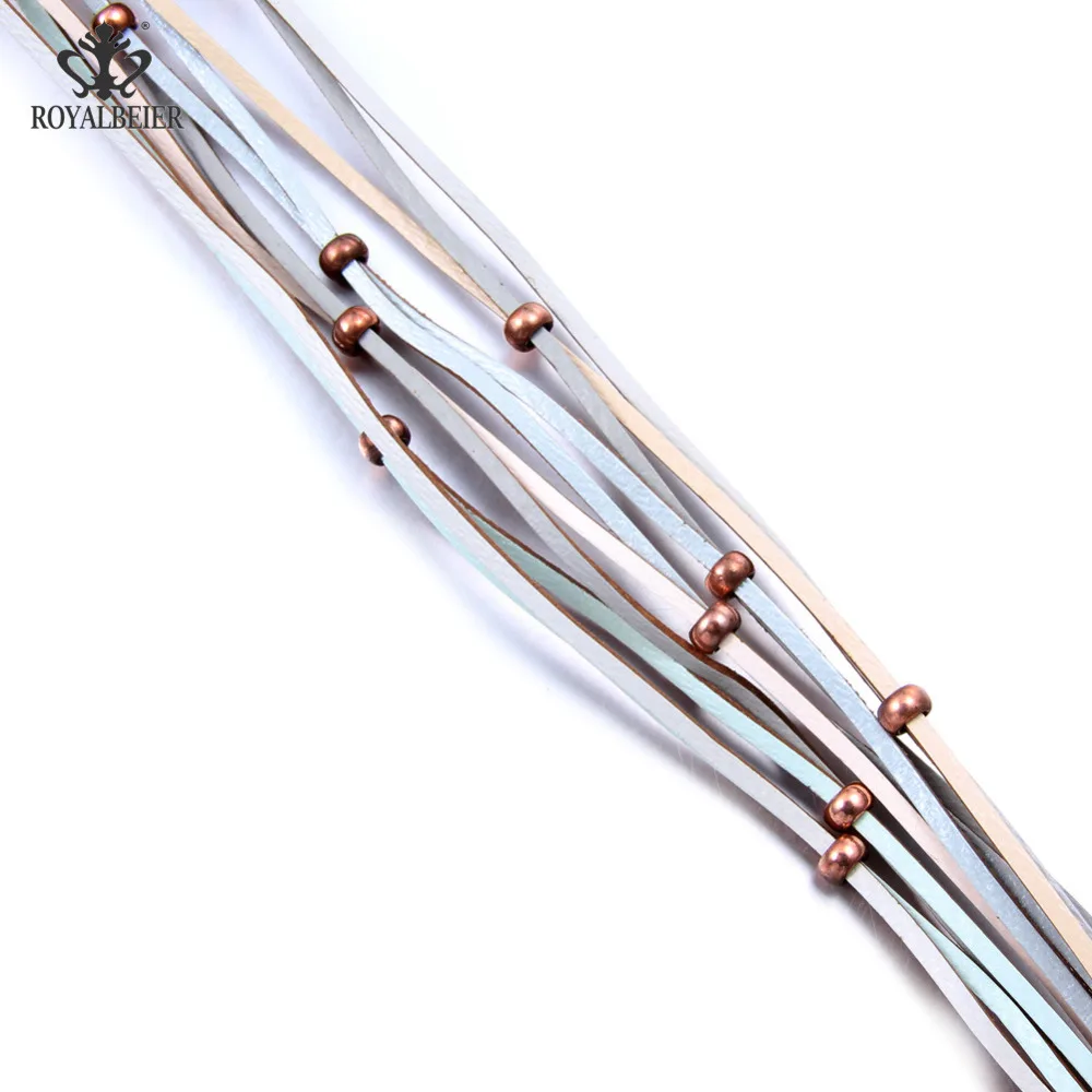 

Genuine Leather Charms Bracelet Bangle Magnet Buckle White Fashion Bracelet For Women SZ0515b