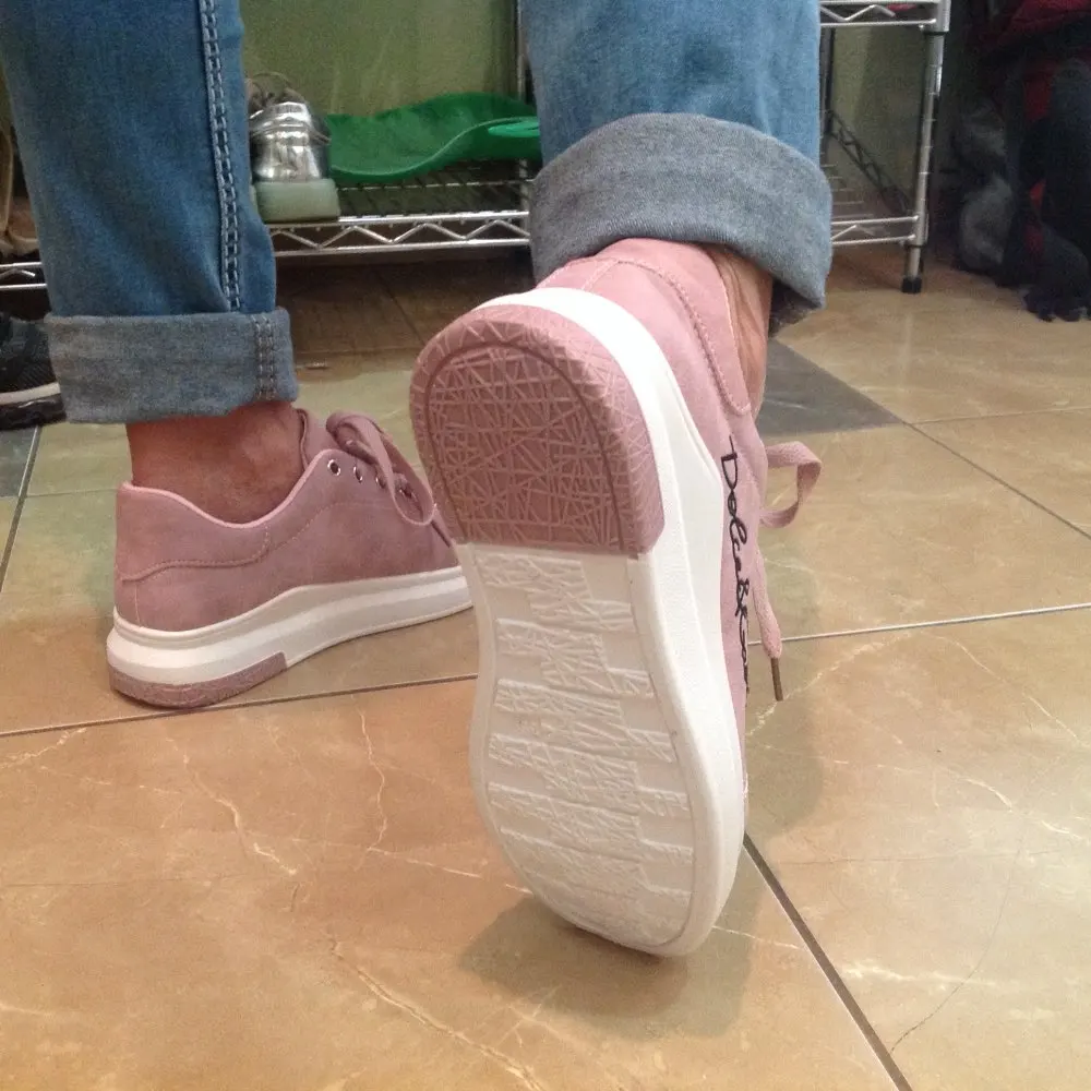 New Spring Autumn Wedges Pink Lace-up Platform Sneakers Women Vulcanize Shoes Tenis Feminino Casual Female Shoes T0111