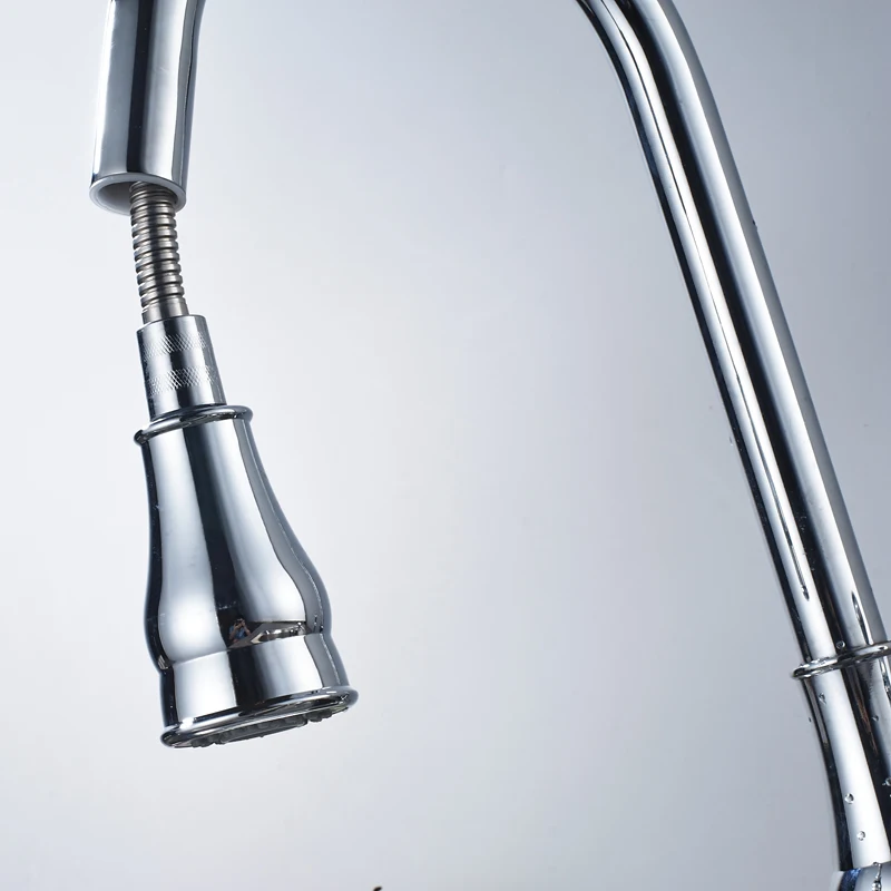 Яркий хромированный смеситель для кухни кран с горячей и холодной водой