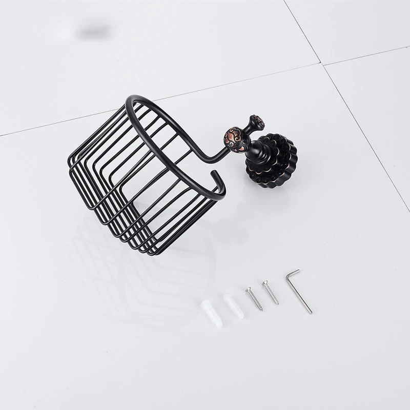 Черная настенная корзина для бумаги вешалка ванной комнаты античный латунный