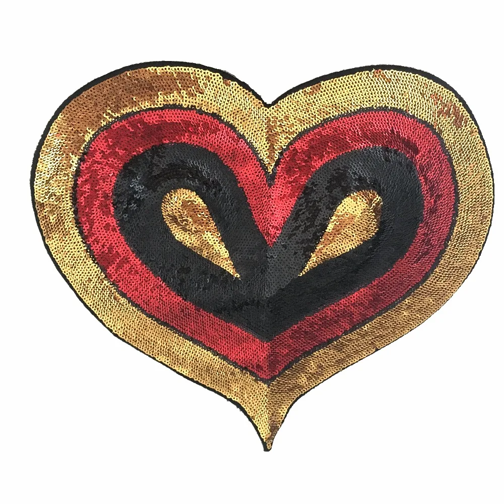 

New Arrival Large Heart Sequined Patches for Clothes DIY Decoration Sequins Patch Vintage HEART-SHAPED Embroidery Applique