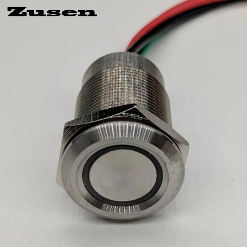 Zusen 19 мм сенсорный переключатель Тип вкл/выкл с проводами кнопка 6 24V led IP67|switch on|switch