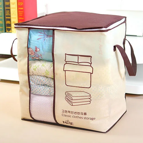 New Foldable Beige Clothing Organizer Storage Box for Blanket Pillow Underbed Bedding Underwear Packaging Boxes | Дом и сад